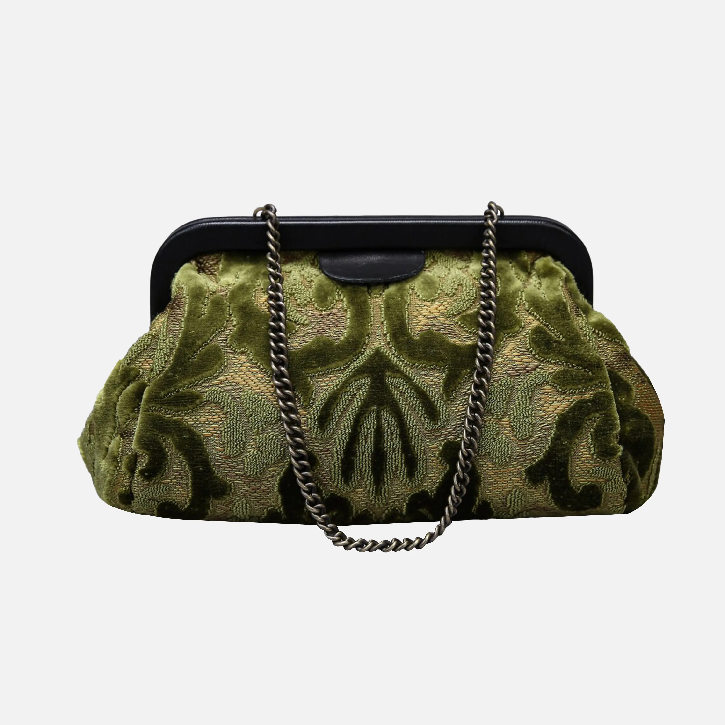 Burnout Velvet Fern Green Evening Bag Clutch