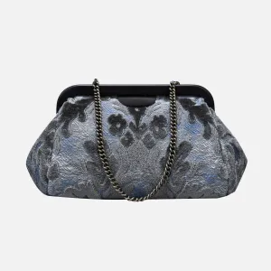 Burnout Velvet Steel Blue Evening Bag Clutch