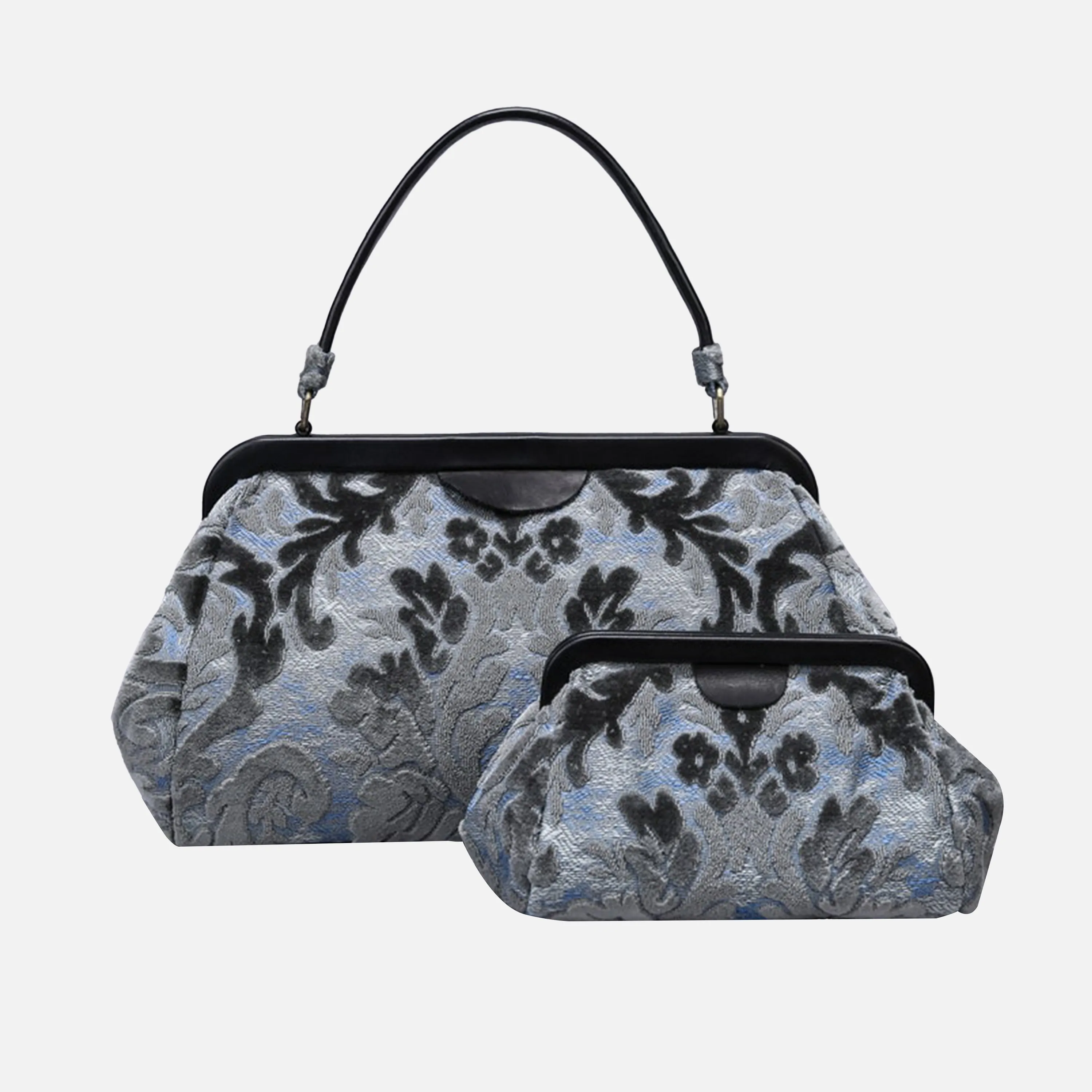 Burnout Velvet Steel Blue Evening Bag Clutch