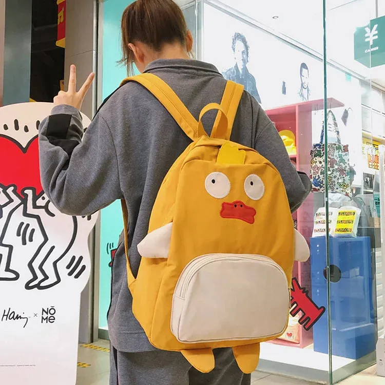 Cartoon Frog Monster Duck Print Backpack