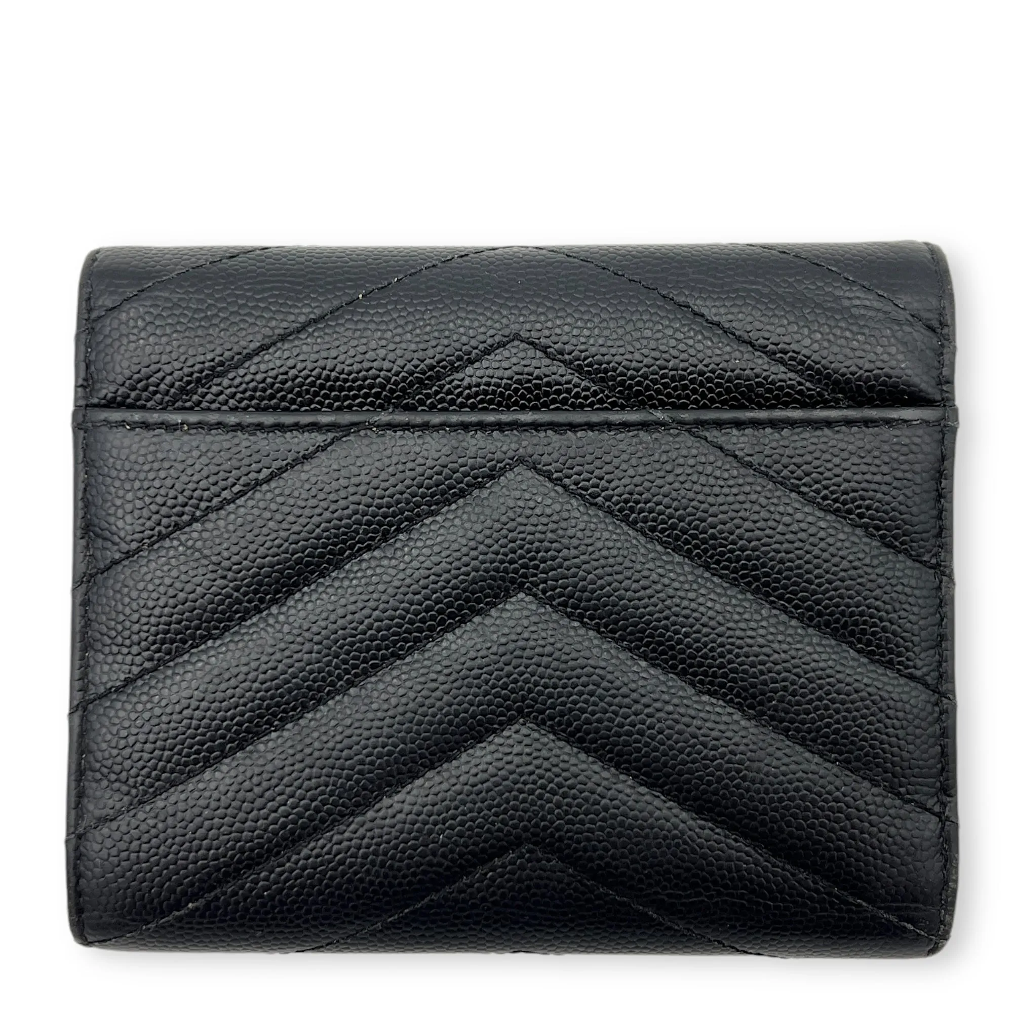 Cassandre Black Wallet in Caviar Leather, Gold hardware