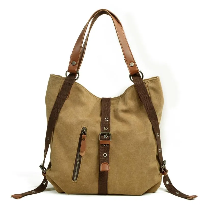 Casual Canvas Leather Womens Mens Gray Tote Bag Shoulder Bag Khaki Tote Purse For Women