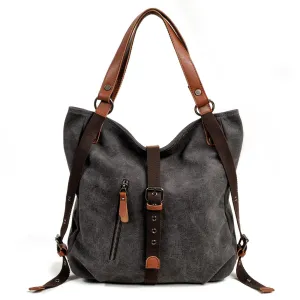 Casual Canvas Leather Womens Mens Gray Tote Bag Shoulder Bag Khaki Tote Purse For Women