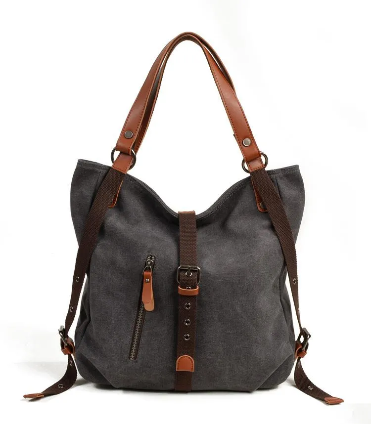 Casual Canvas Leather Womens Mens Gray Tote Bag Shoulder Bag Khaki Tote Purse For Women