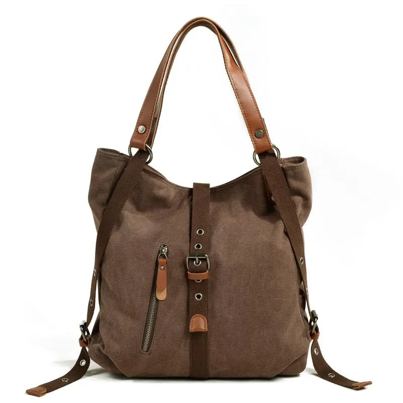 Casual Canvas Leather Womens Mens Gray Tote Bag Shoulder Bag Khaki Tote Purse For Women