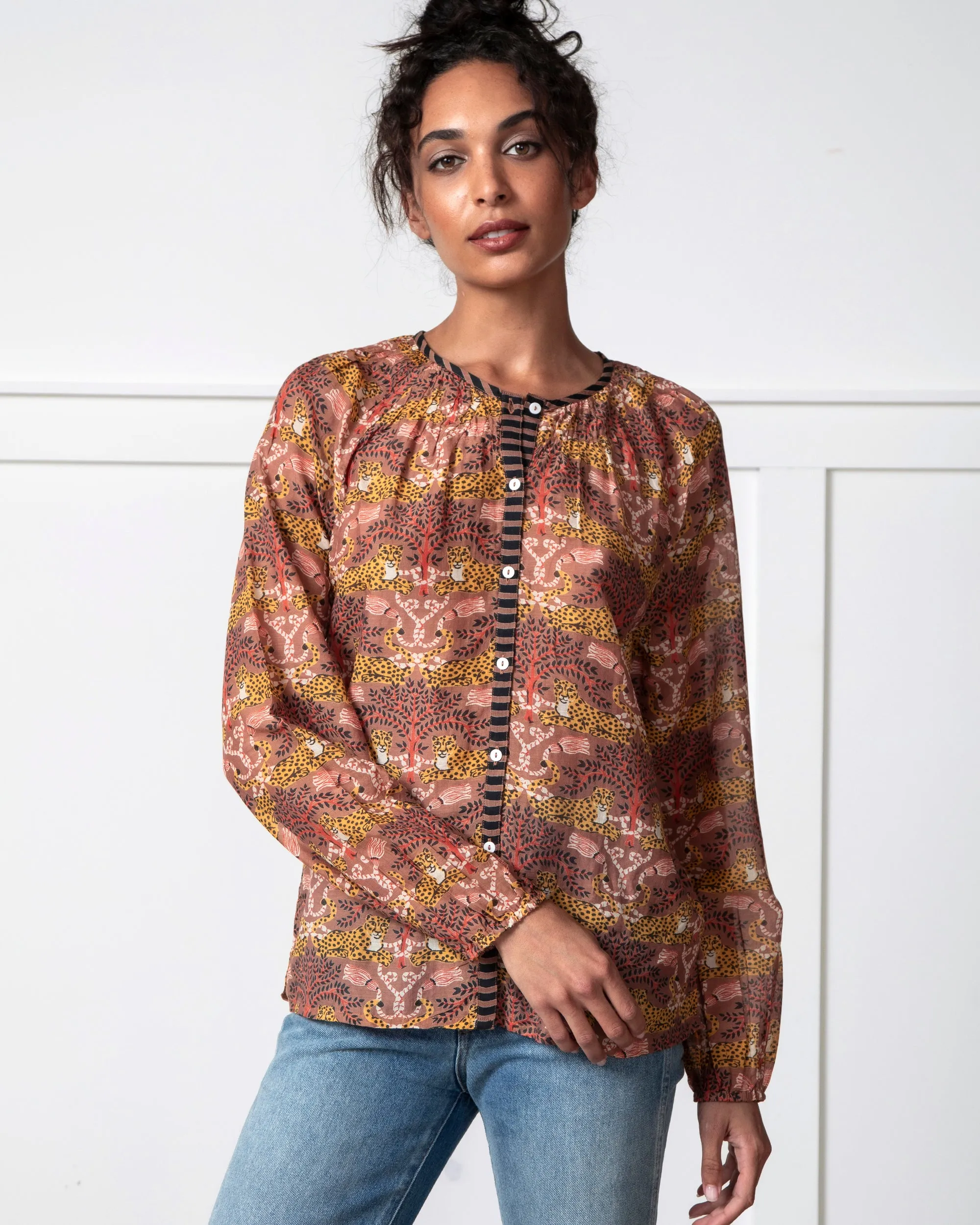 Charming Cheetahs - Step Ashore Blouse - Mushroom