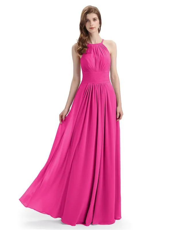 Charming Halter Floor Length Bridesmaid Dresses