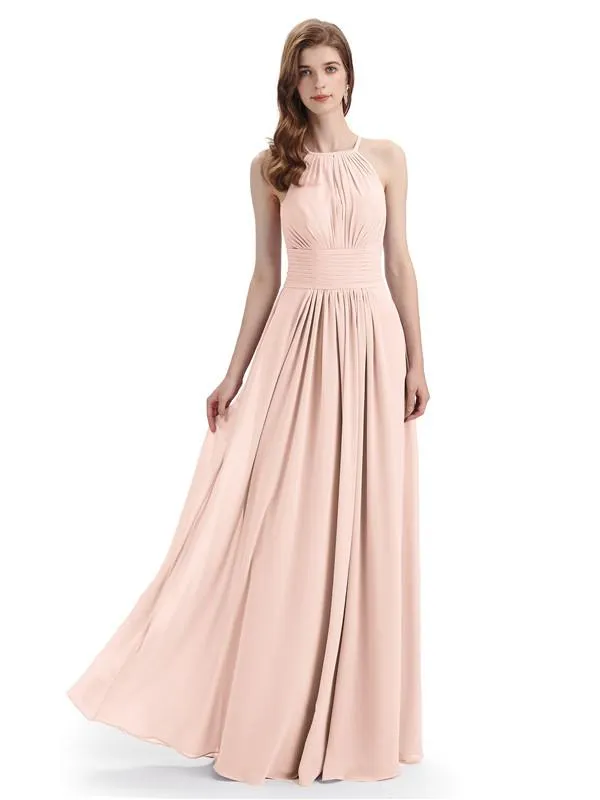 Charming Halter Floor Length Bridesmaid Dresses