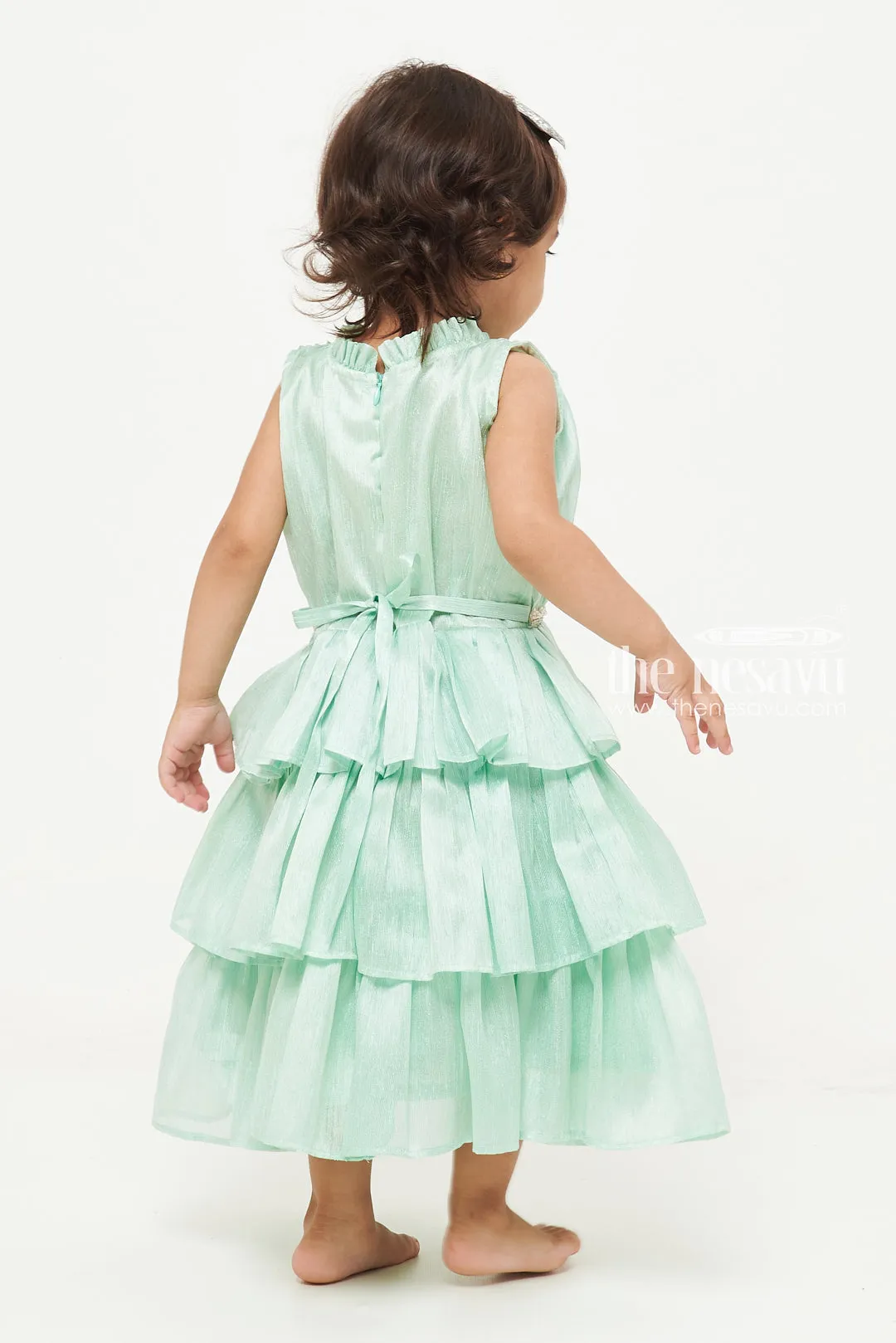 Charming Mint Green Tiered Baby Dress