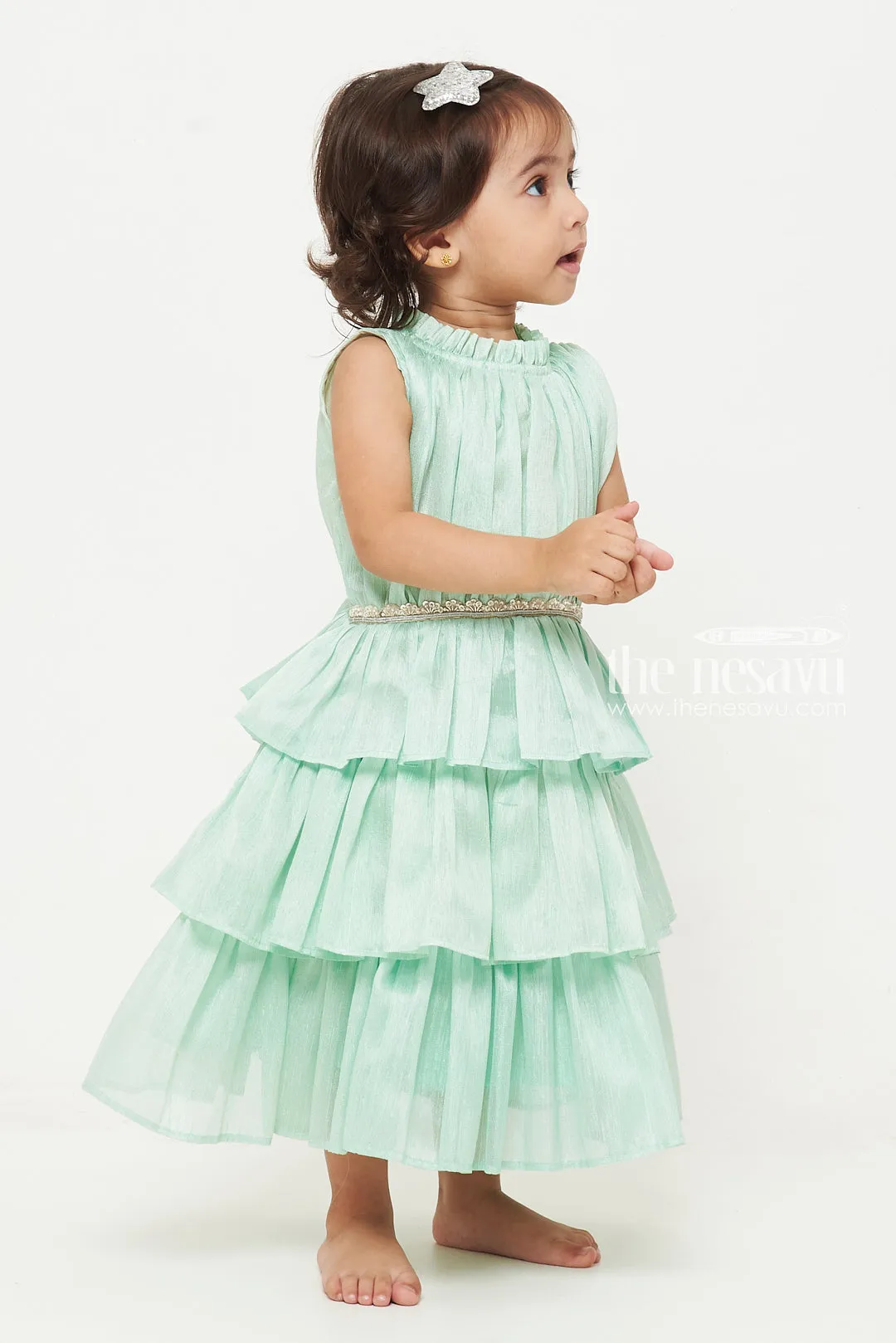 Charming Mint Green Tiered Baby Dress