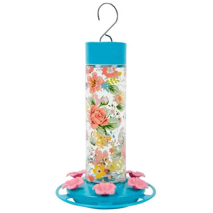 Charming Peony Decorative Glass Hummingbird Feeder