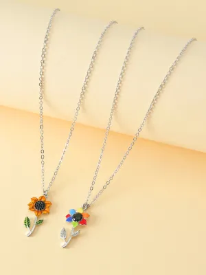 Charming Petals Sunflower Pendant Necklace