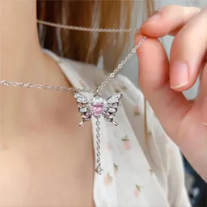 Charming Sweet Butterfly Heart Necklace