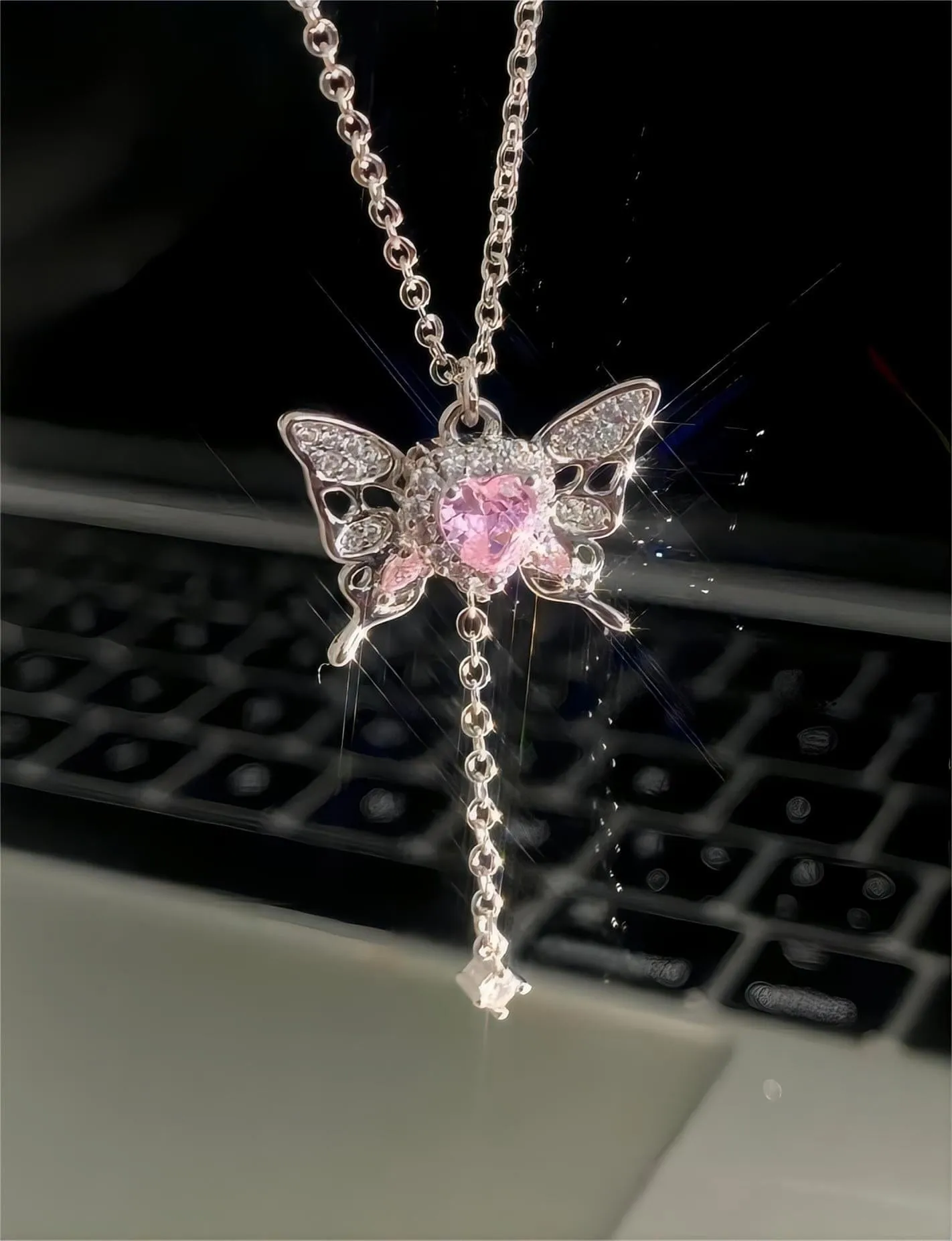 Charming Sweet Butterfly Heart Necklace