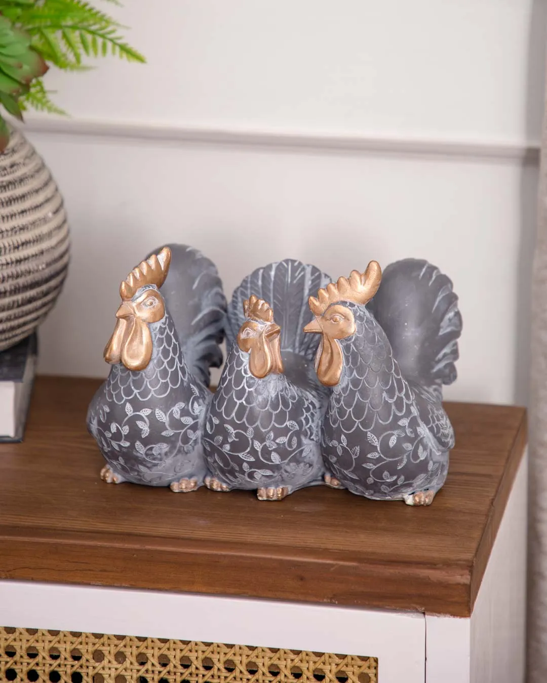 'Charming Trio' Adorable Rooster Figurine