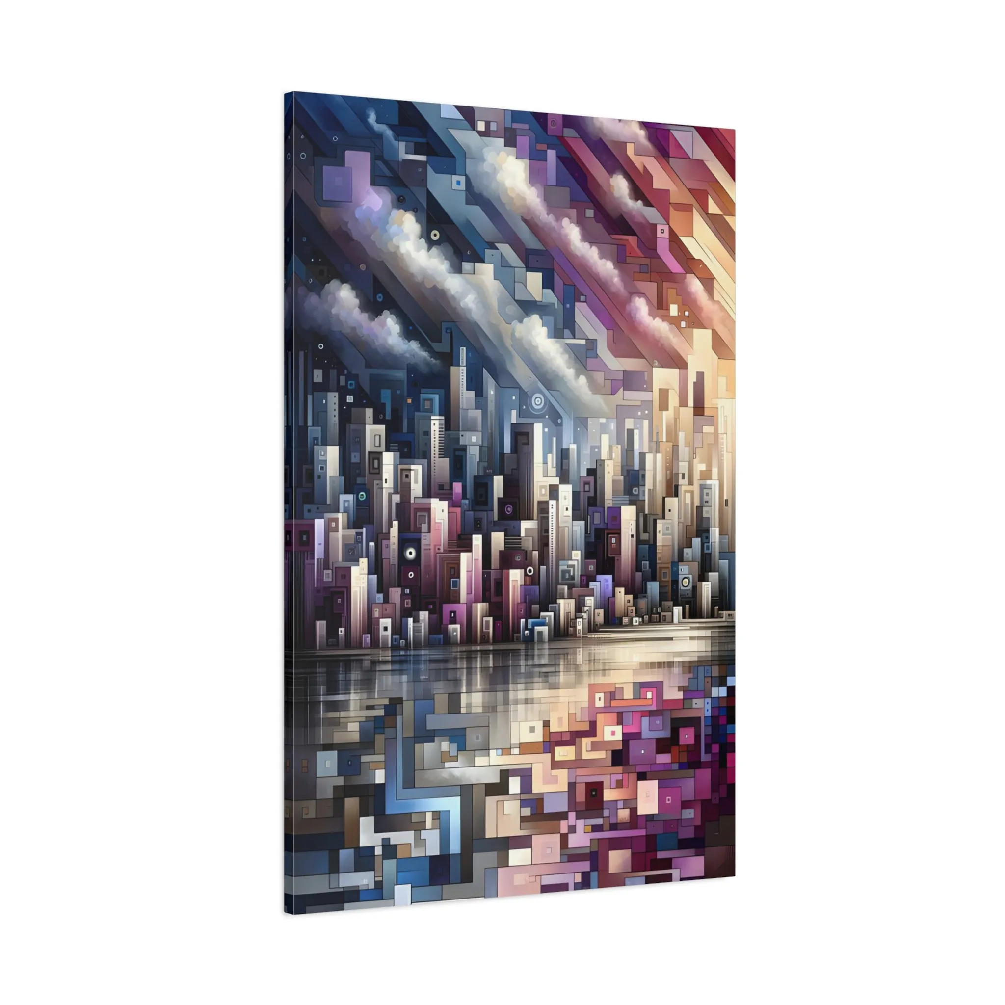 Cityscape Harmony: Cubist Wall Art Print - canvas