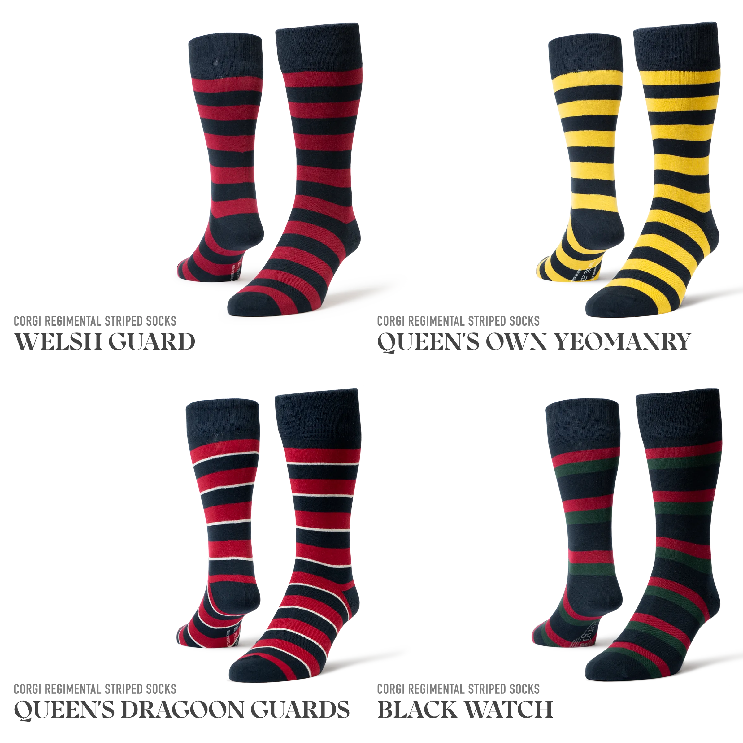 Corgi Regimental Striped Socks - Queen's Dragoon Guards