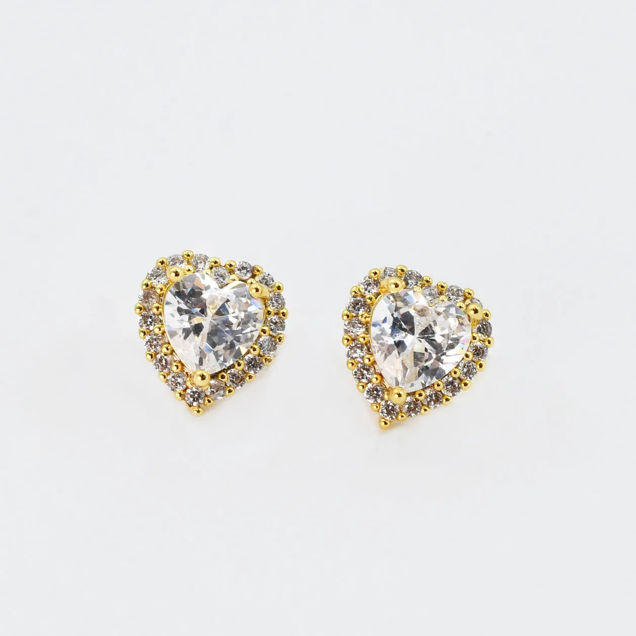 Crystal Heart Stud Gold C27