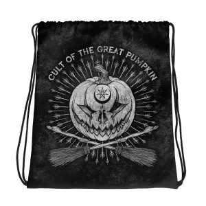 Cult of the Great Pumpkin Crossed Brooms Drawstring bag