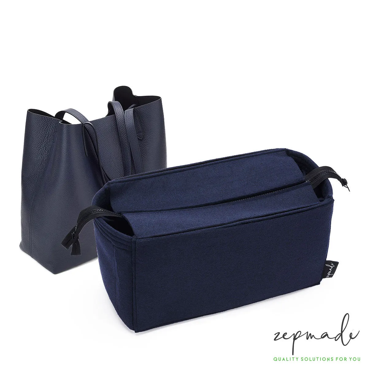 Cuyana Tote Organization Insert, Bag Organizer with Zipper Top Closure and Double Bottle Holders