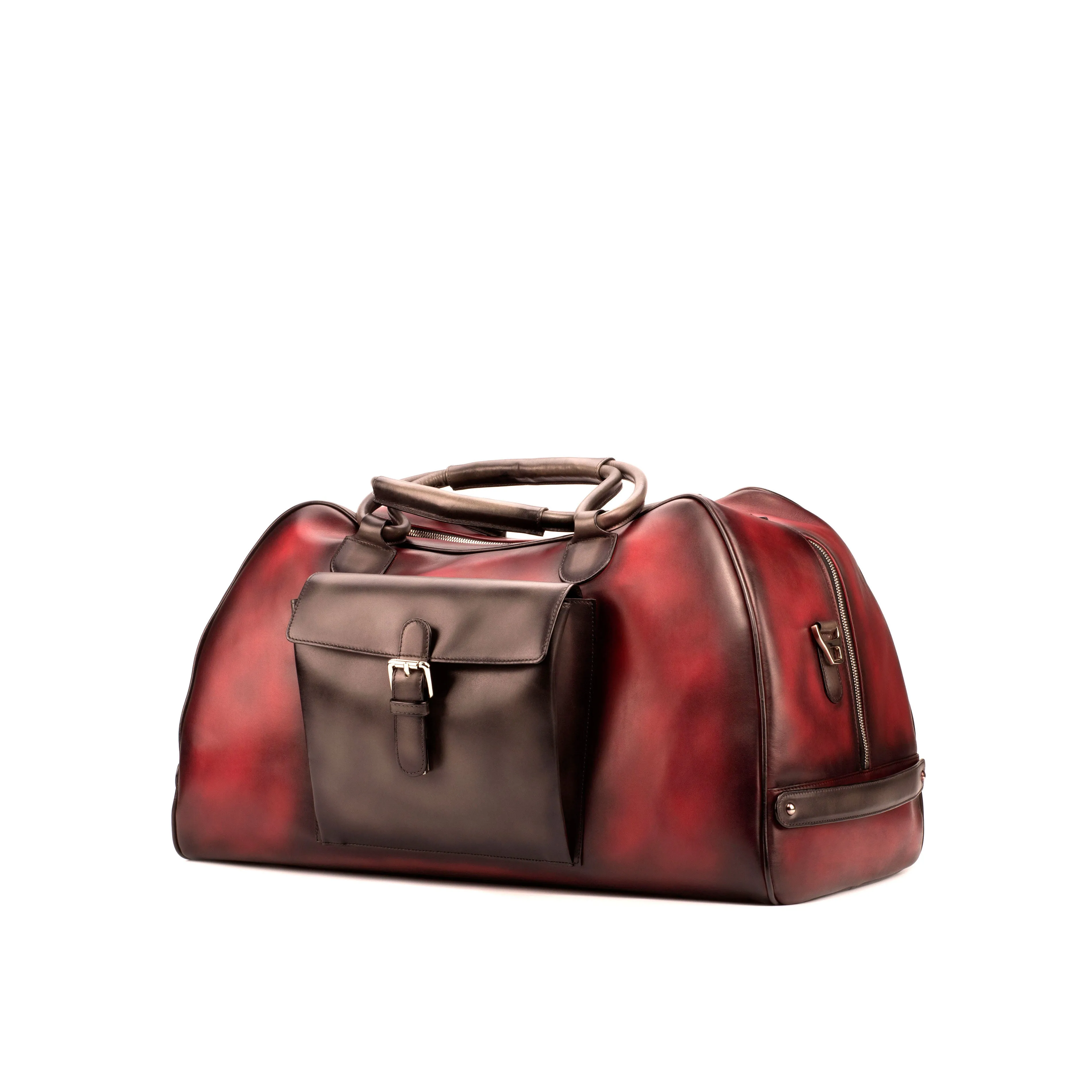 DapperFam Luxe Men's Travel Duffle in Grey Painted Calf