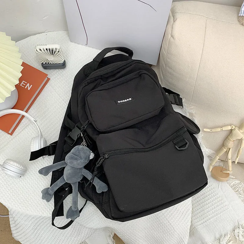 Dark Schoolbag Female Korean Style High School Student Backpack Fashion Brand Campus Ins Tooling Style Large Capacity Backpack Male