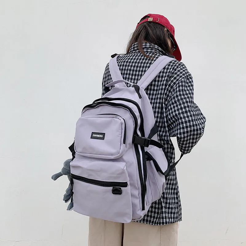 Dark Schoolbag Female Korean Style High School Student Backpack Fashion Brand Campus Ins Tooling Style Large Capacity Backpack Male