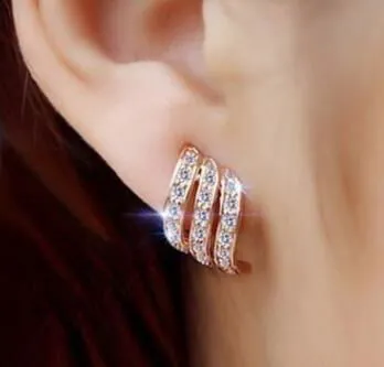 Dazzling Diamond Hoop Stud Earrings