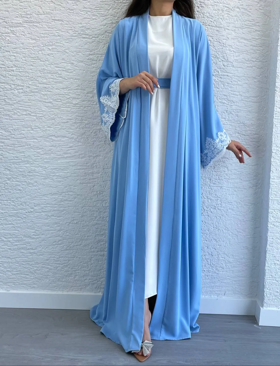 Dazzling Two-Piece Lace Sleeve Abaya