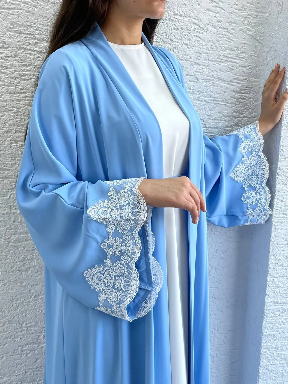 Dazzling Two-Piece Lace Sleeve Abaya