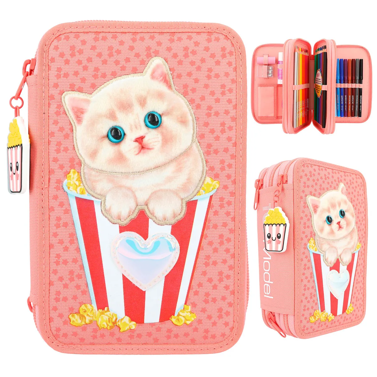 Depesche Topmodel Triple Pencil Case with Cat Application Cutie Star