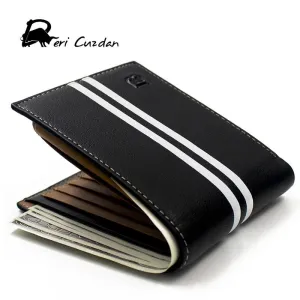 DERI CUZDAN HOT Fashion Brand Wallet Men Leather Mens Wallet Male Purse Short Card Holder Designer Wallet Black Vallet for Men