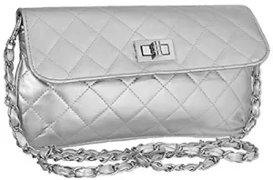 Designer Style Quilted Clutch Cross Body & Shoulder Bag | Women Faux Leather Flap Bags | Fashionable Inner Zipped Handbags | Twist Lock Closure, Reflective Color & Detachable Strap