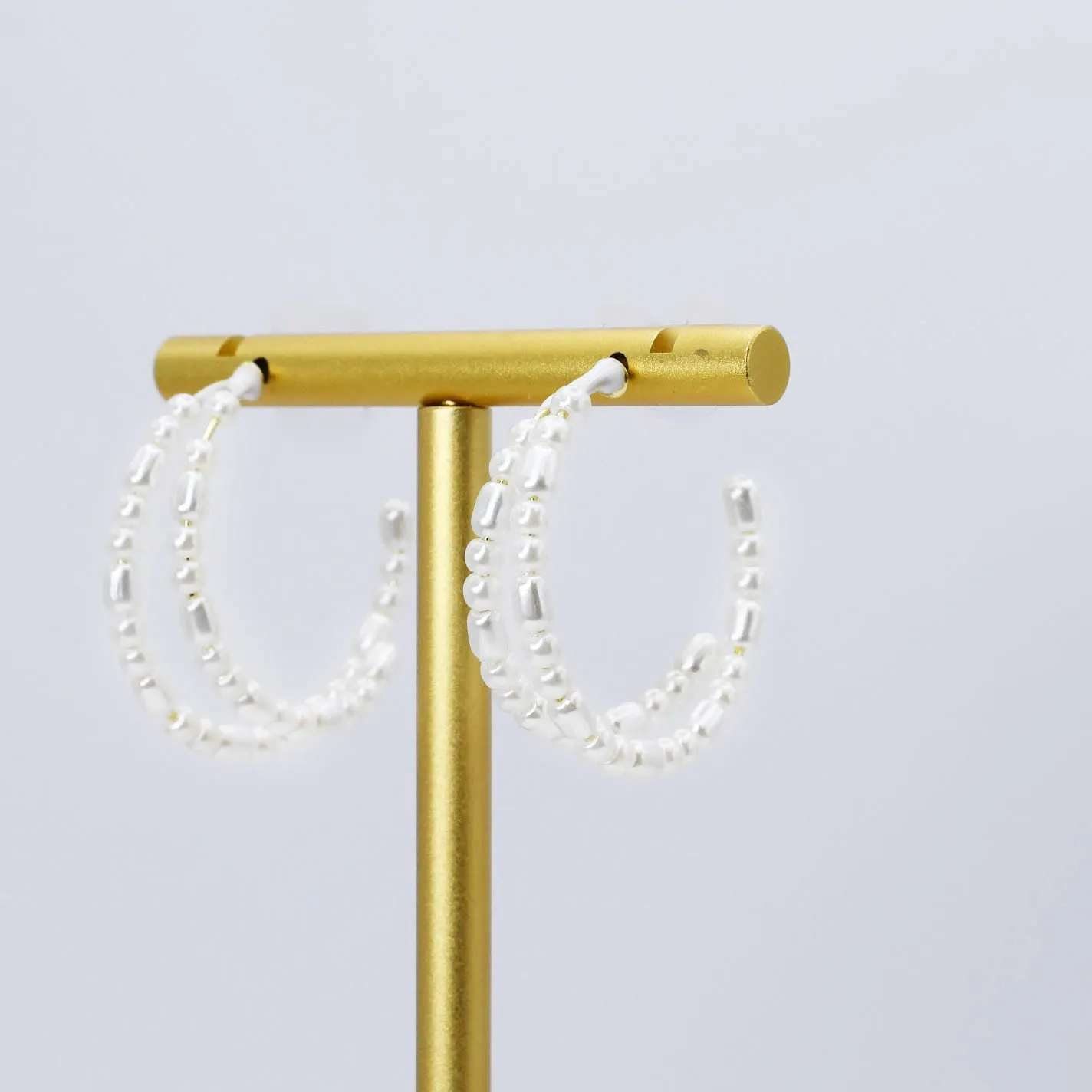 Double Halo Pearls Hoop J15