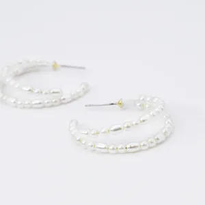 Double Halo Pearls Hoop J15