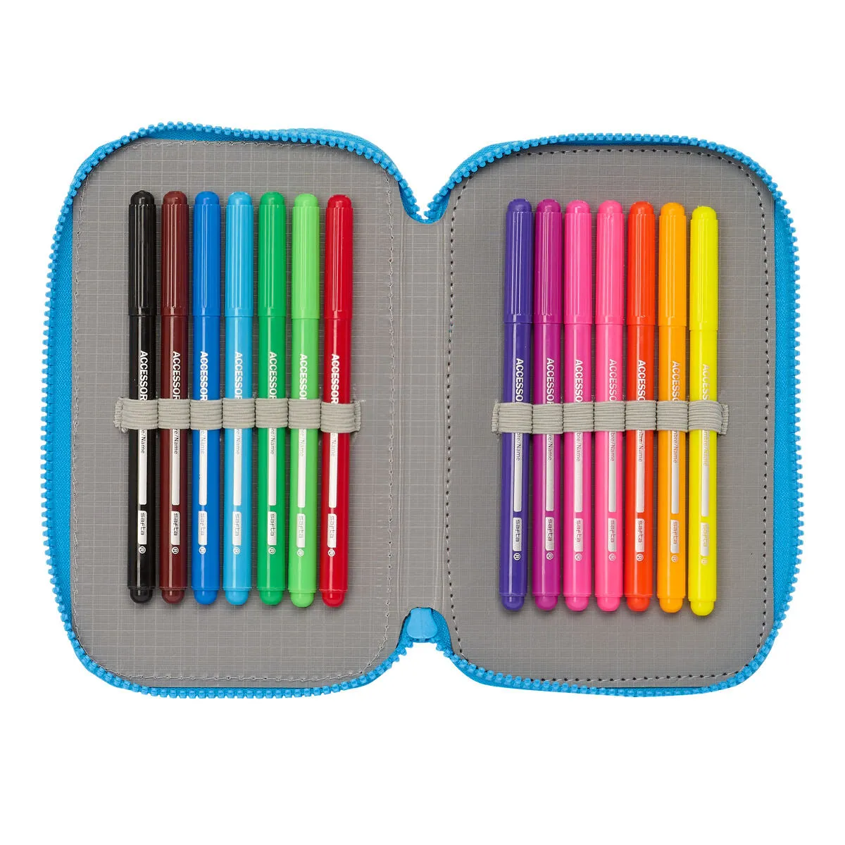 Double Pencil Case Los Pitufos Blue Sky blue 12.5 x 19.5 x 4 cm (28 Pieces)