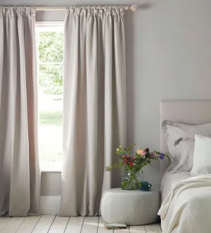 Dove Grey Twill Cotton Blackout Pencil Pleat Curtains (Pair)