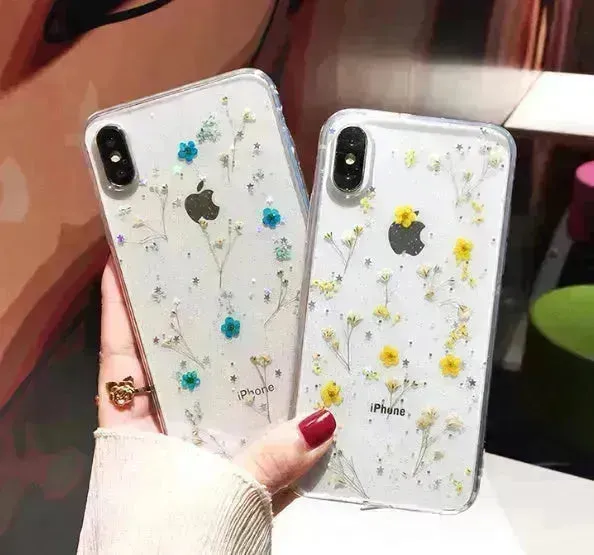 Dried flower epoxy silicone phone case