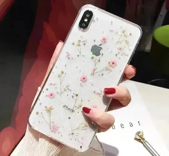 Dried flower epoxy silicone phone case