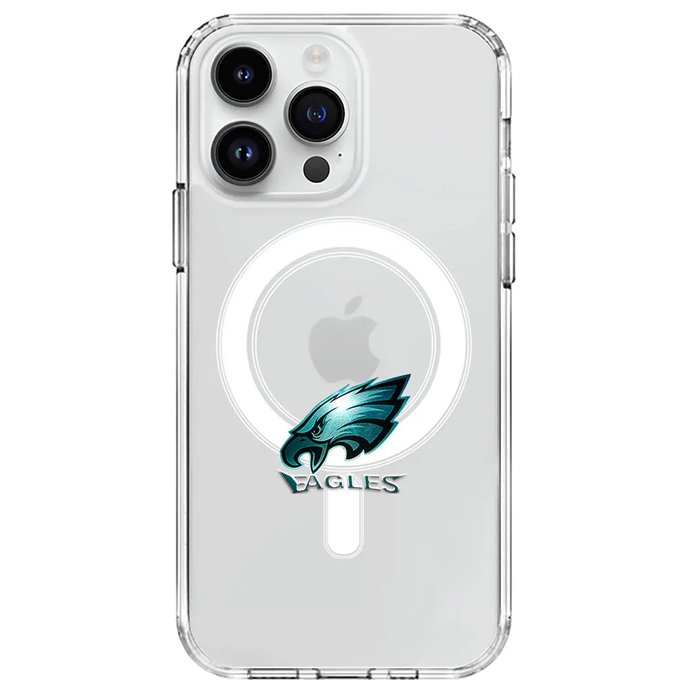 eagles nfl 100 Fan Clear Anti-Shock MagSafe iPhone Case | Philadelphia eagles Champions Fan Transparent Phone Cover for iPhone 15/14/13/12 Pro/Pro Max - All Models