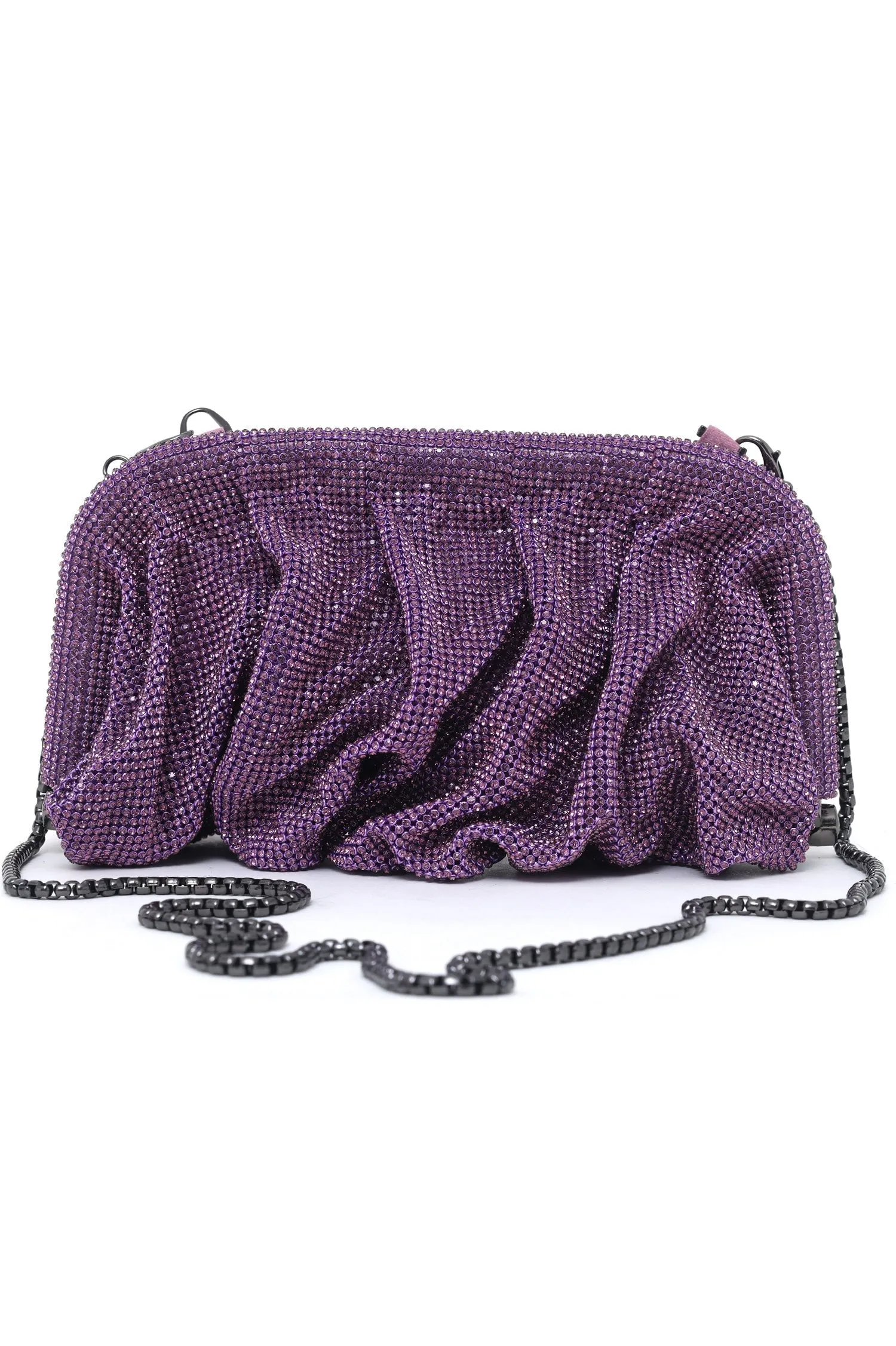 EMERALD LUXE GATHERED CLUTCHED-PURPLE