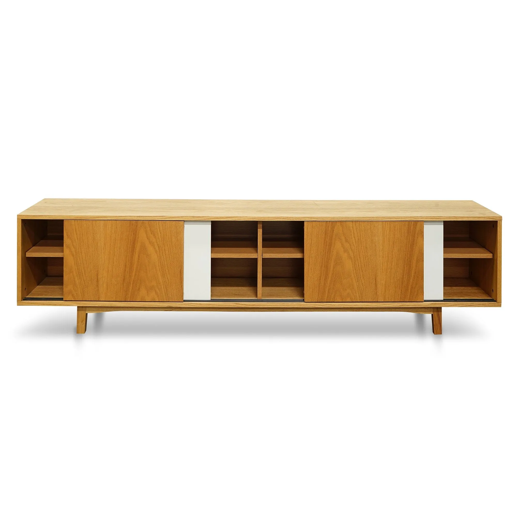 Ex Display - Gus 2.1m Natural Lowline Entertainment TV Unit - White