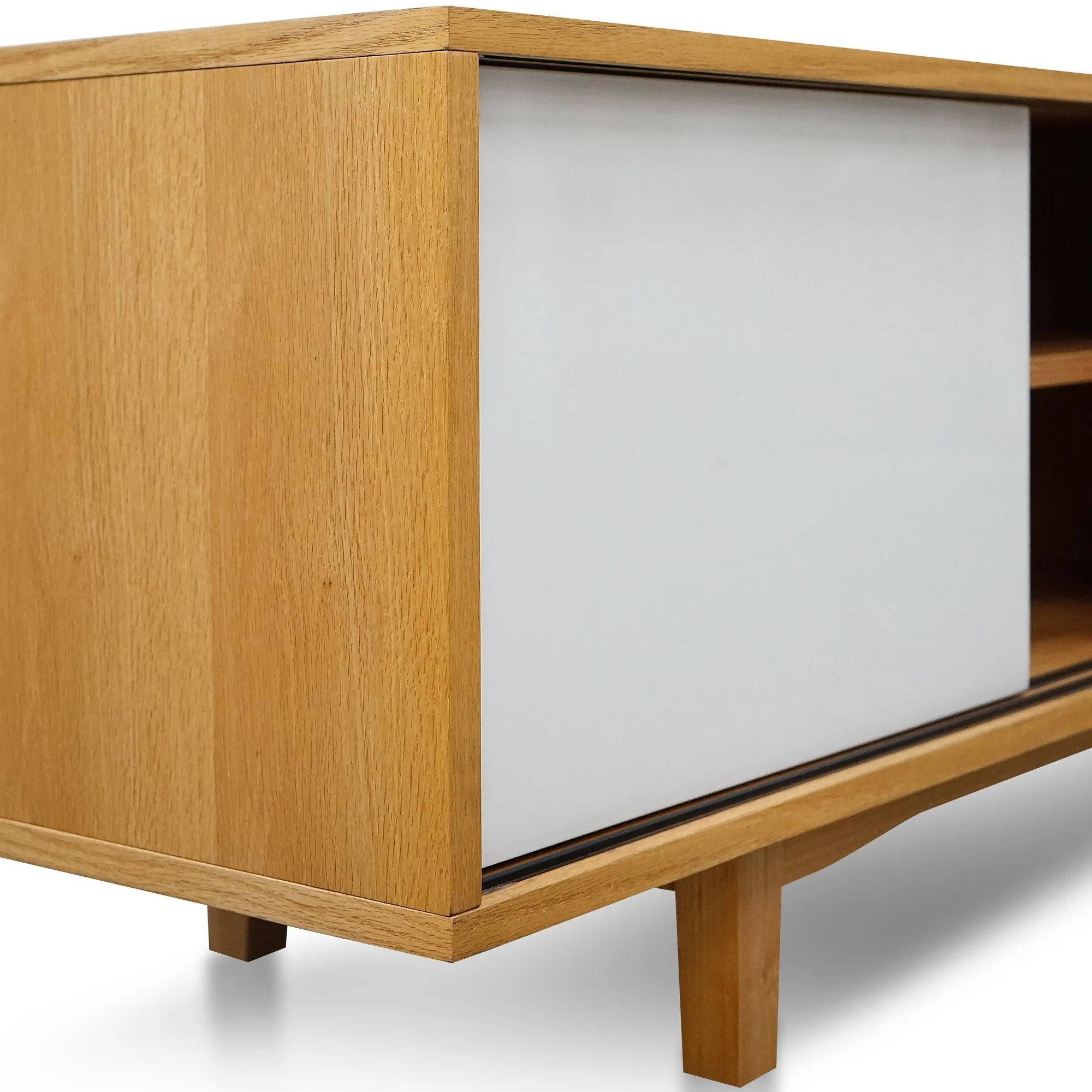 Ex Display - Gus 2.1m Natural Lowline Entertainment TV Unit - White