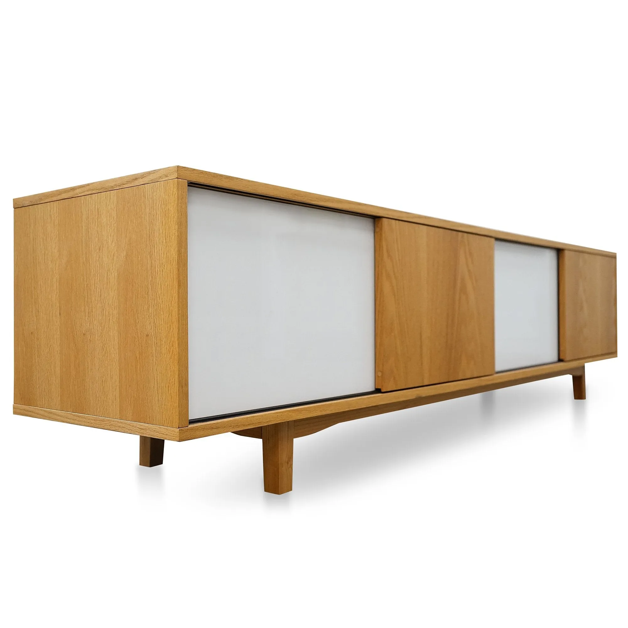 Ex Display - Gus 2.1m Natural Lowline Entertainment TV Unit - White