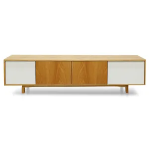 Ex Display - Gus 2.1m Natural Lowline Entertainment TV Unit - White