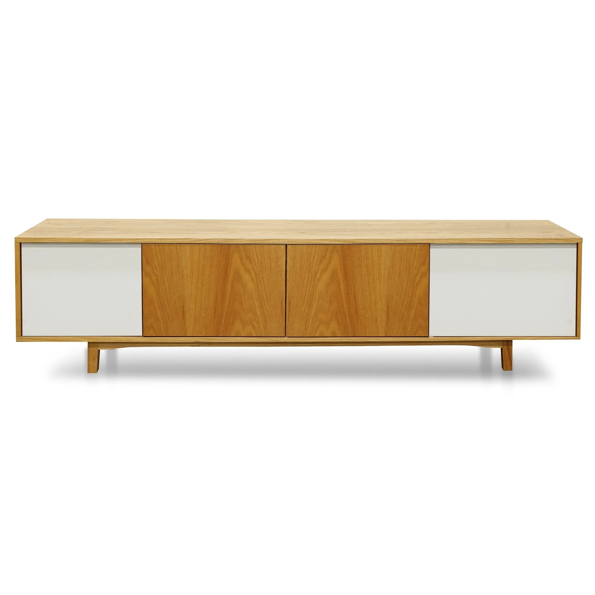 Ex Display - Gus 2.1m Natural Lowline Entertainment TV Unit - White