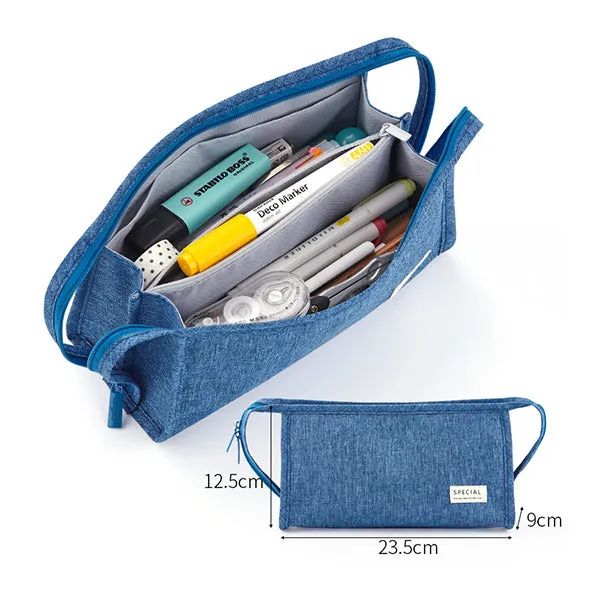 Extra-Wide Opening Multi-Compartments Pencil Case Pouch