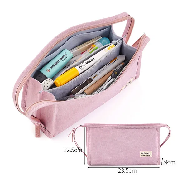 Extra-Wide Opening Multi-Compartments Pencil Case Pouch