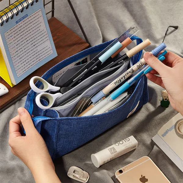 Extra-Wide Opening Multi-Compartments Pencil Case Pouch