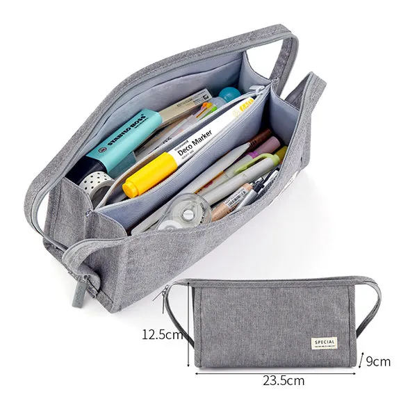 Extra-Wide Opening Multi-Compartments Pencil Case Pouch